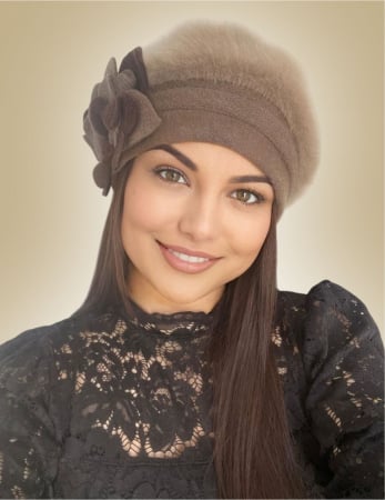 CACIULI LUX - Caciula din lana groasa de Angora - Gloria Lux (MARO cappuccino) - marime universala