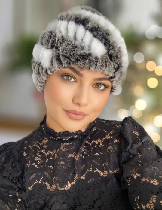 Caciula eleganta din blana CORA (GRI+ALB) - marime universala [1]