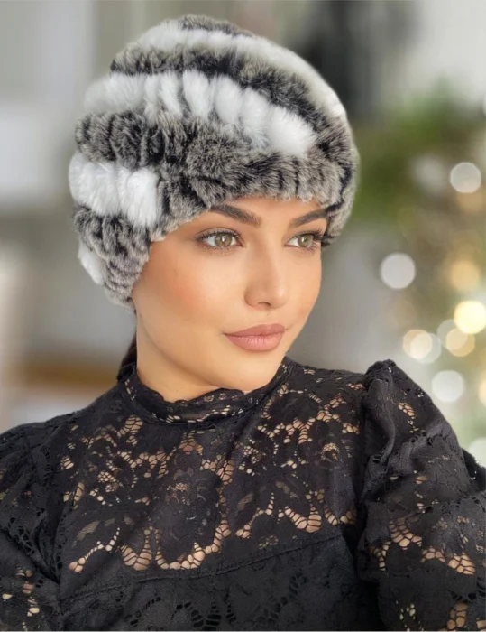 Caciula eleganta din blana CORA (GRI+ALB) - marime universala [2]