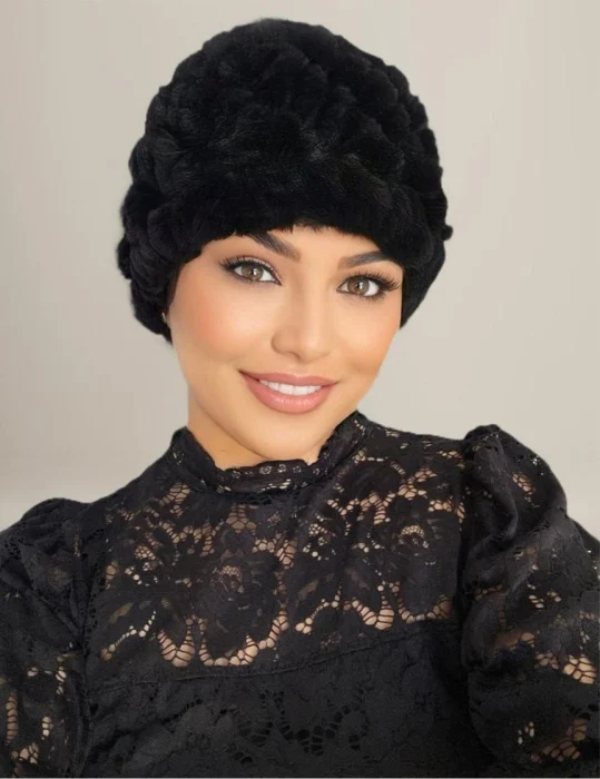 Caciula eleganta din blana ELISE (NEGRU) - marime universala [2]