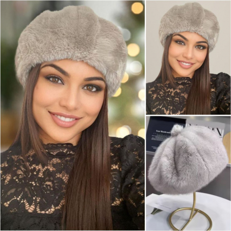 Caciula eleganta si calduroasa de blana JULIETTE (GRI deschis) - marime universala, reglabila [3]