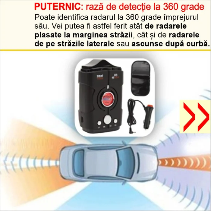 Detector Radar V8 360 Plus cu alerta sonora + luminoasa si arie de detectie la 360 grade [5]