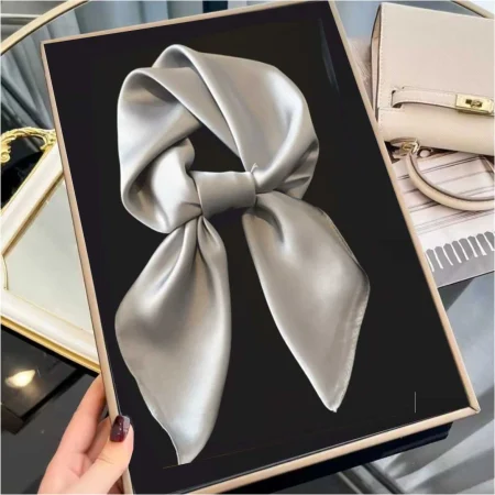 TOCI CONTESA - Esarfa eleganta de dama din matase, 60*60 cm, GRI