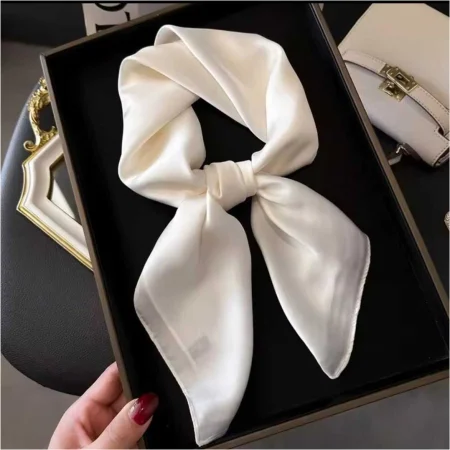 TOCI CONTESA - Esarfa eleganta de dama din matase, 60*60 cm, ALB