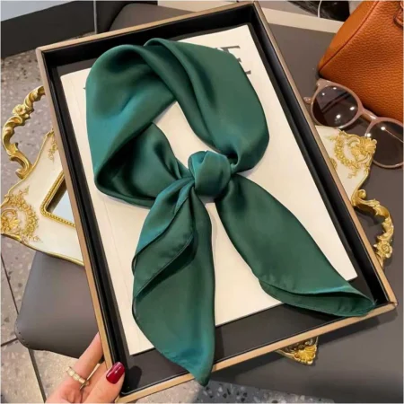 TOCI CONTESA - Esarfa eleganta de dama din matase, 60*60 cm, VERDE inchis