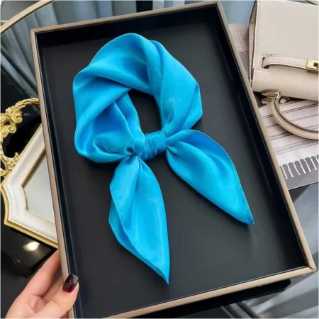 TOCI CONTESA - Esarfa eleganta de dama din matase, 60*60 cm, ALBASTRU (turcoaz)