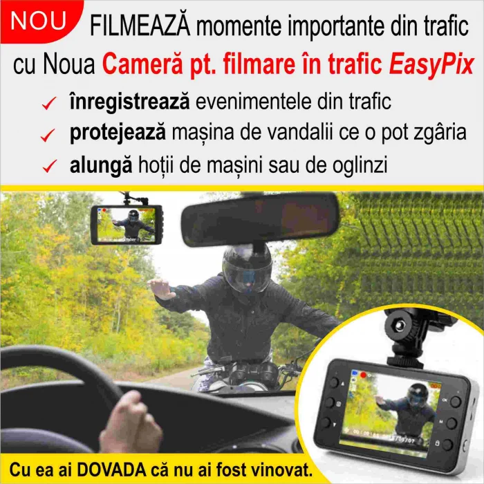 AUTO - NOU! Camera auto pentru filmare in trafic EasyPix DVR HD - inregistreaza video+audio, functie detectia miscarii + filmare nocturna