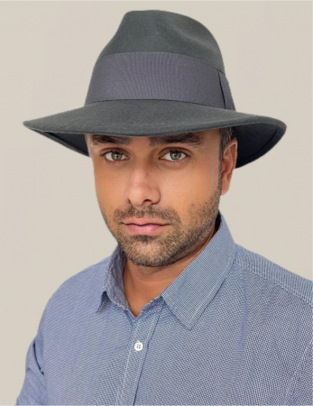 Palarie barbati din fetru lux cu boruri italiene ITALIAN STYLE (GRI) [1]