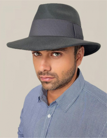 PALARII BARBATI LUX - Palarie barbati din fetru lux cu boruri italiene ITALIAN STYLE (GRI)