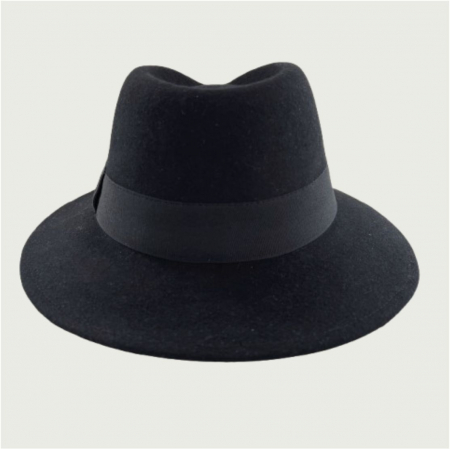 Palarie barbati din fetru lux cu boruri italiene ITALIAN STYLE (NEGRU) [3]