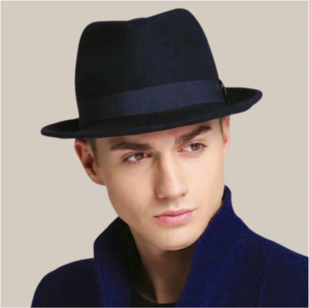 Palarie barbati din fetru lux Mister Fedora Lux (BLEUMARIN) [1]