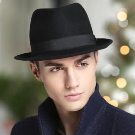 Palarie barbati din fetru lux Mister Fedora Lux (NEGRU) [1]