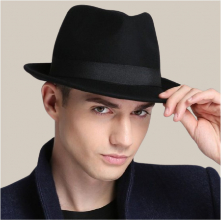Palarie barbati din fetru lux Mister Fedora Lux (NEGRU) [3]