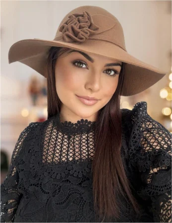 PALARII MODERNE - Palarie dama cu boruri elegante SABRINA CHIC (MARO cappuccino) - marime unica, reglabila