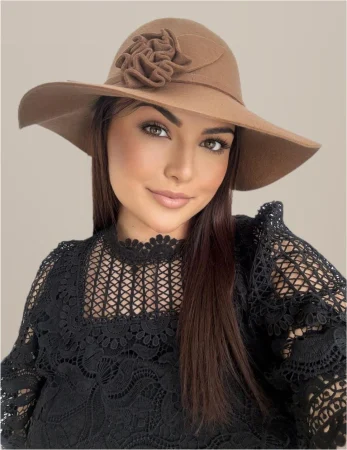 Palarie dama cu boruri elegante SABRINA CHIC (MARO cappuccino) - marime unica, reglabila [1]