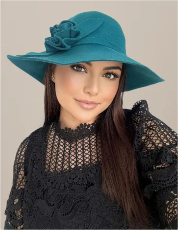 Palarie dama cu boruri elegante SABRINA CHIC (TURCOAZ) - marime unica, reglabila [1]