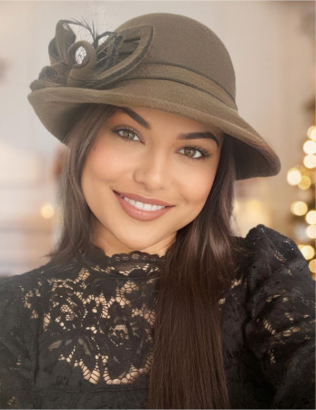 PALARII DAMA - Palarie dama fetru Elegance-palarie neagra, reglabila