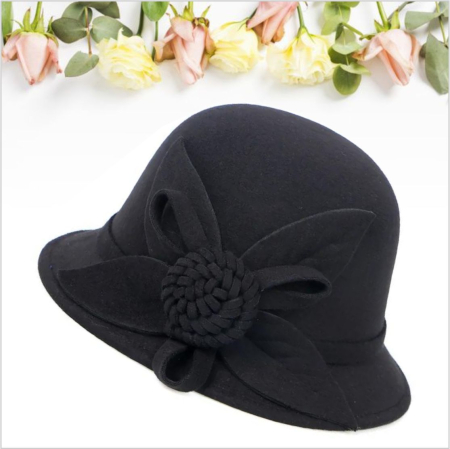 Palarie dama cu boruri mici  LADY ROSE negru, reglabila [3]