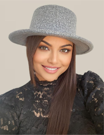 Palarie dama cu boruri rotunde MISS CASTILLIA (GRI perlat) - marime unica, reglabila [1]