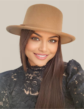 Palarie dama cu boruri rotunde MISS CASTILLIA (MARO cappuccino) - marime unica, reglabila [1]