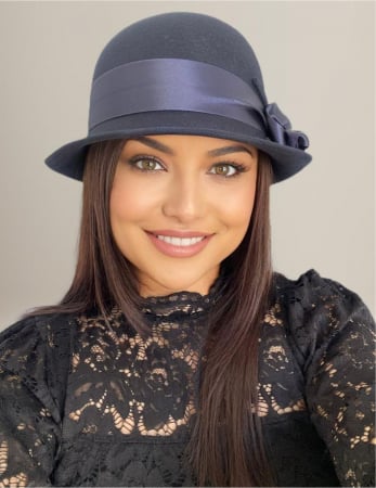 Palarie dama din fetru lux cu panglica din satin NOBLESS LUX (BLEUMARIN) - marime unica, reglabila [1]