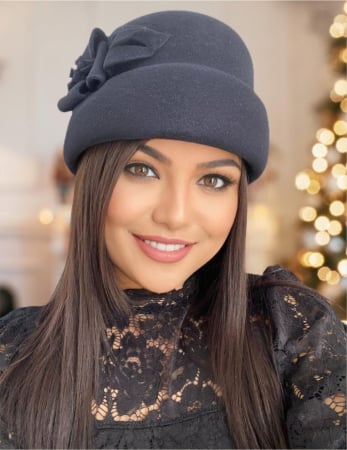 Palarie dama din fetru lux tip toca MISS MAGIC (GRI) - marime unica, reglabila [1]