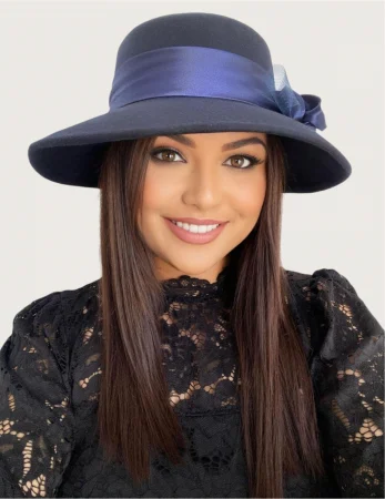 Palarie dama din fetru lux VENETIA LUX (BLEUMARIN) - marime unica, reglabila [1]