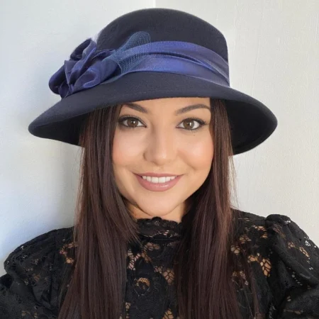Palarie dama din fetru lux VENETIA LUX (BLEUMARIN) - marime unica, reglabila [2]
