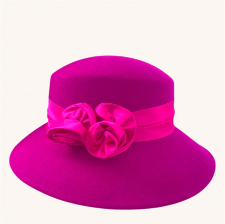 Palarie dama din fetru lux VENETIA LUX (ROZ fucsia) - marime unica, reglabila [4]