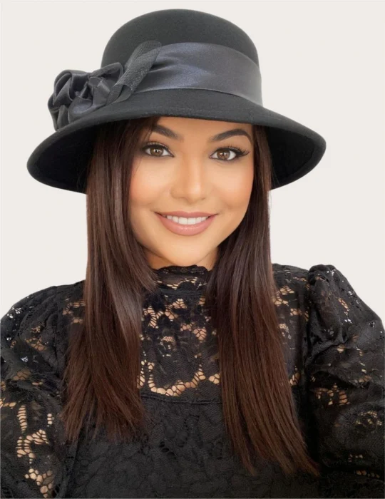 Palarie dama din fetru lux VENETIA LUX (NEAGRA) - marime unica, reglabila [1]