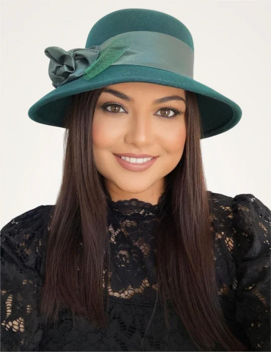 Palarie de dama din fetru lux VENETIA LUX (VERDE) - marime unica, reglabila [1]