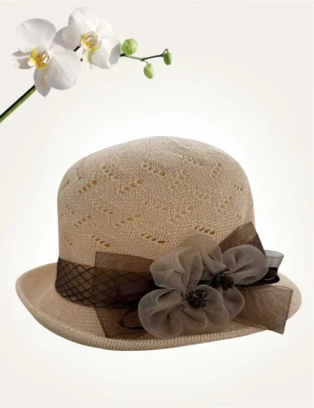 Palarie de soare de lux cu boruri mici ROSA LUX (CREM) - marime unica, reglabila, pliabila [3]