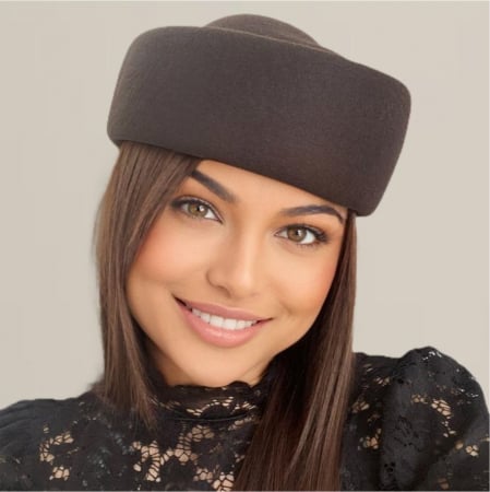 Palarie dama tip toca din fetru lux CONTESA LUX (MARO mahon) - marime unica, reglabila [3]