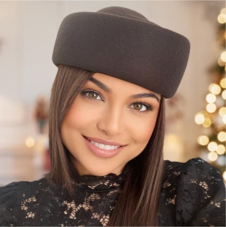 Palarie dama tip toca din fetru lux CONTESA LUX (MARO mahon) - marime unica, reglabila [2]