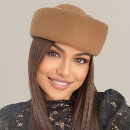 Palarie dama tip toca din fetru lux CONTESA LUX (MARO cappuccino) - marime unica, reglabila [2]