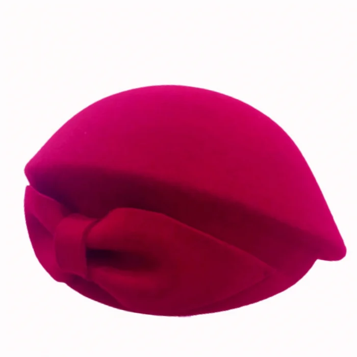 Palarie dama tip toca din fetru lux cu funda eleganta PRINCESS LUX (ROSU) - marime unica, reglabila [3]