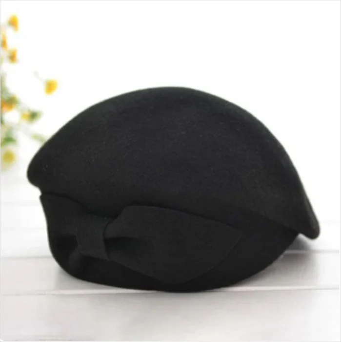 Palarie toca din fetru lux cu funda eleganta PRINCESS LUX (NEAGRA) - marime unica, reglabila [4]