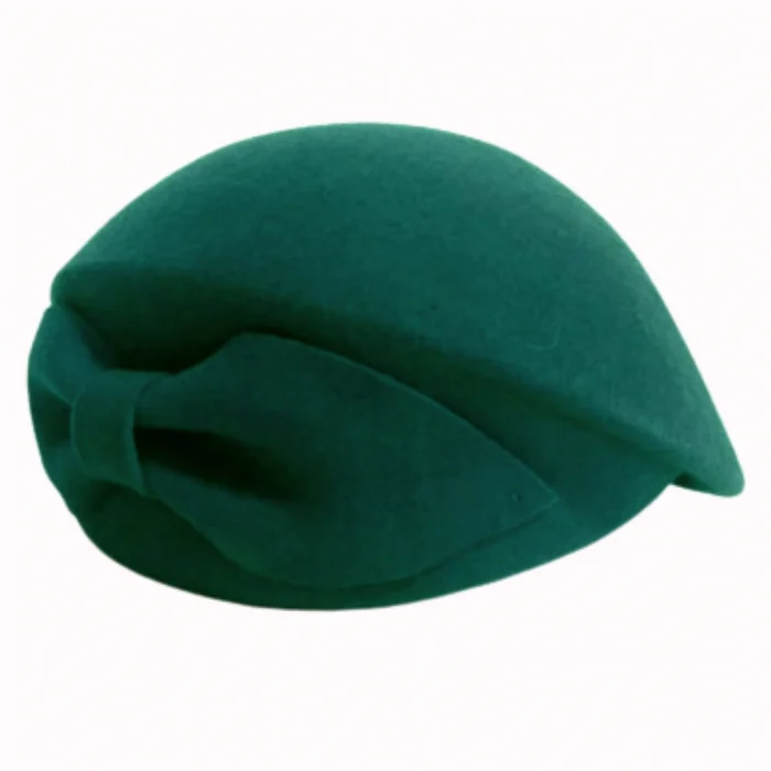 Palarie dama tip toca din fetru lux cu funda eleganta PRINCESS LUX (VERDE) - marime unica, reglabila [3]