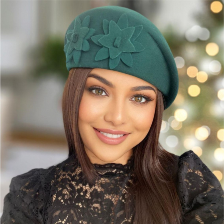 Palarie dama tip toca din fetru lux DUCESA LUX (VERDE persan) - marime unica, reglabila [2]