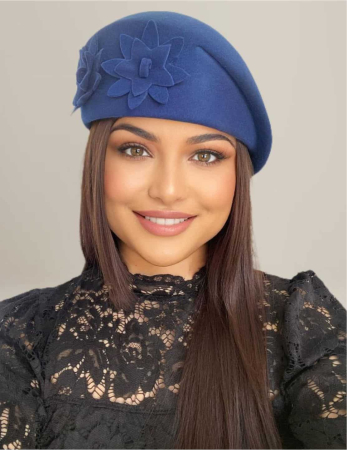 Palarie dama tip toca din fetru lux DUCESA LUX (ALBASTRU) - marime unica, reglabila [1]