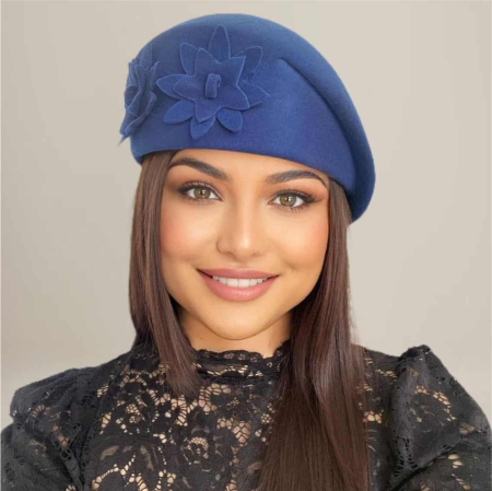 Palarie dama tip toca din fetru lux DUCESA LUX (ALBASTRU) - marime unica, reglabila [2]