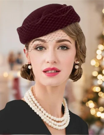 PALARII GRENA - Palarie dama toca MISS PARIS -palarie grena, reglabila