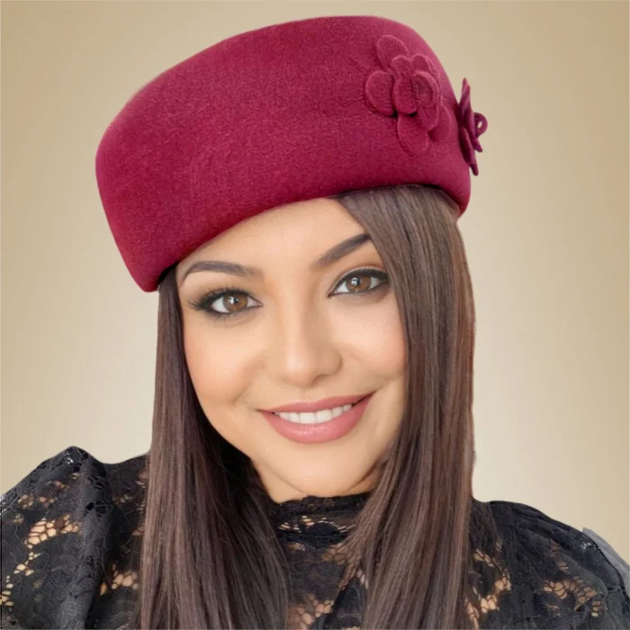 Palarie dama tip toca din fetru lux MARCHIZA LUX (GRENA) - marime unica, reglabila [2]