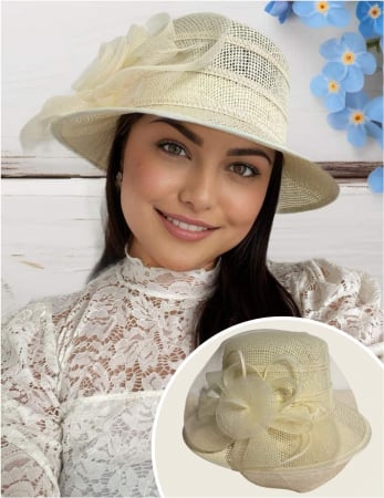 COLECTIA NOUA - Palarie de soare de lux Coralia Lux  (CREM) - marime unica, reglabila