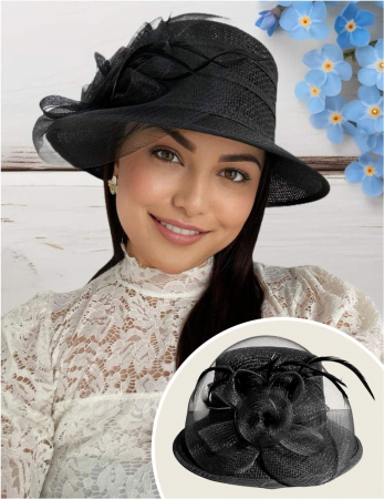 COLECTIA NOUA - Palarie de soare de lux Coralia Lux  (NEGRU) - marime unica, reglabila