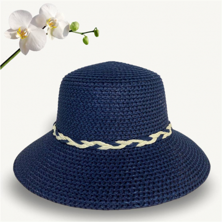 Palarie de soare de lux cu boruri rotunde medii SIDONIA LUX (BLEUMARIN) - marime unica, reglabila [2]