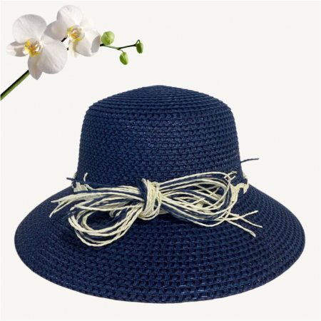 Palarie de soare de lux cu boruri rotunde medii SIDONIA LUX (BLEUMARIN) - marime unica, reglabila [3]