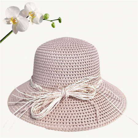 Palarie de soare de lux cu boruri rotunde medii SIDONIA LUX (ROZ pudra) - marime unica, reglabila [4]