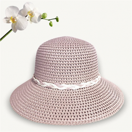 Palarie de soare de lux cu boruri rotunde medii SIDONIA LUX (ROZ pudra) - marime unica, reglabila [3]