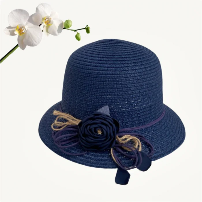 Palarie de soare de lux cu boruri rotunde mici CALIPSO CHIC (BLEUMARIN) - marime unica, reglabila [3]